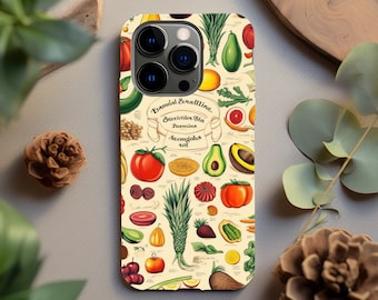 Farmer's Market Fruits And Veggies Phone Case, Durable Cover for iPhone, Google Pixel & Samsung, Tough Collage Design, Vegetarian Gift