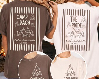 Custom Camp Bachelorette Shirts, Custom Lake Bach Trip Tee, Mountain Bride Matching Shirts, Personalized Cabin Crew Bridal