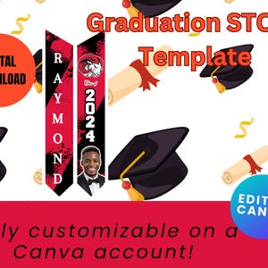 10 Custom Graduation Stole Template | Editable Canva Design | Digital Grad Stole | Personalized Stole Design