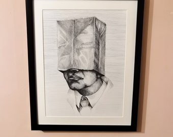 Framed fun drawing of a nonbasic man. Suitable with every person with individual interior taste.
