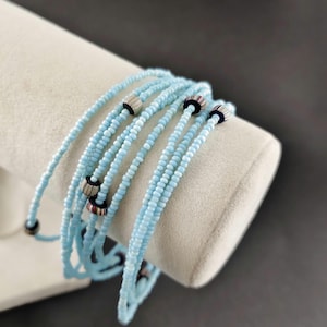 Lange Vintage Türkis Rocailles Kette,205 cm ,Böhmen um 1920,Java Beads,Schmuck mit Seele,Solea Kollektion