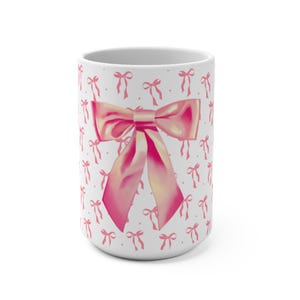 Pink Bow Bowtiful 15oz Mug | Perfect Gift for Birthdays, Anniversaries, Girlfriend, Bridesmaids, Housewarming