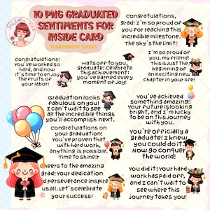 Graduation Note Card Sentiments &#39;for the inside&#39; Digital Stamp Bundle, Clip Art, Word Art Quotes for Cardmaking, Words for Cards, PNG