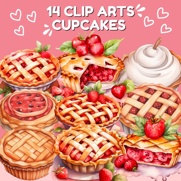 Cupcake clip arts, transparent background, cute, paste, digital artwork, bakery artwork, png,