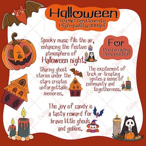 Zestaw znaczków cyfrowych na Halloween z sentencjami „do wewnątrz”, Clip Art, cytaty Word Art do tworzenia kartek, słowa na kartki, PNG