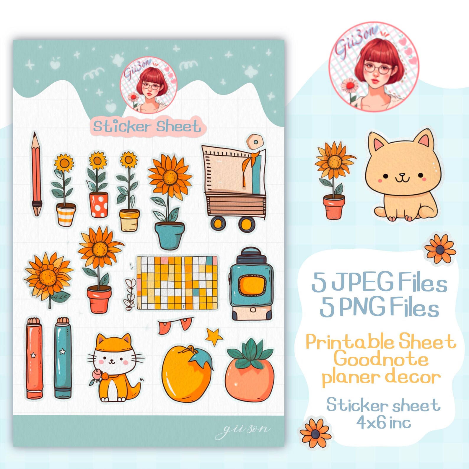 Cute Printable Sticker Sheet Bundle | Planner Sticker Sheet | Sticker ...