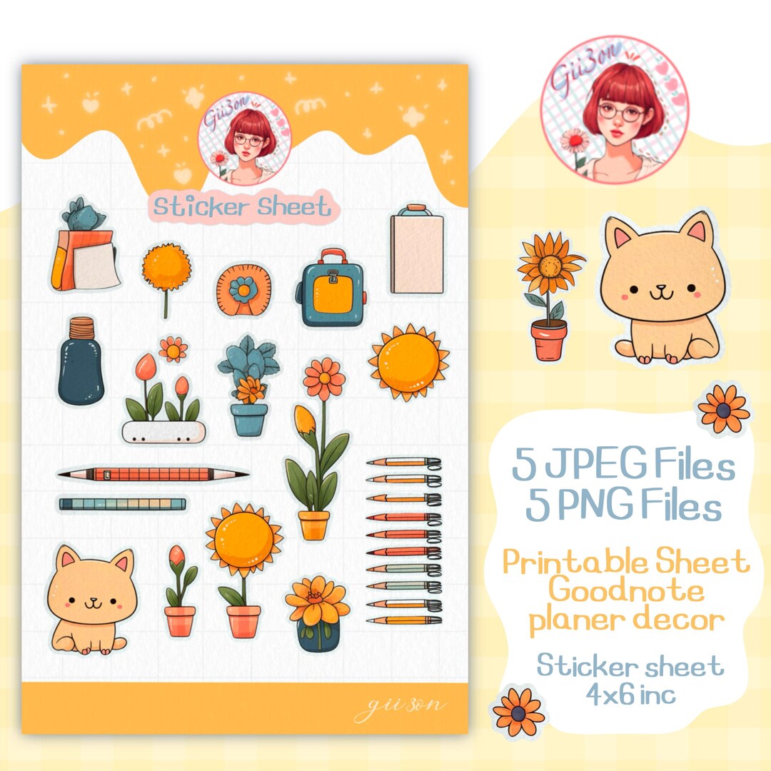 Cute Printable Sticker Sheet Bundle | Planner Sticker Sheet | Sticker ...