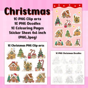 Weihnachten Haus Dekoration PNG - süßes kleines Haus Clipart - Umriss mit Farbe - Cliparts Zubehör - gekritzel, zum Ausmalen