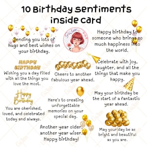 Birthday Card Sentiments &#39;for the inside&#39; Digital Stamp Bundle, Clip Art, Word Art Quotes for Card making, Words for Cards, PNG