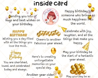 Birthday Card Sentiments Digital Stamp Bundle: Word Art Quotes (PNG)