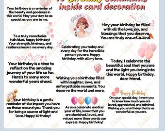 10 Birthday Sentiments, png, transparent, printable, card inside, jpeg