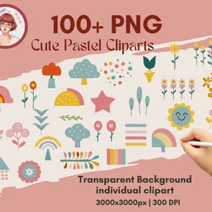Niedliche Pastell Aufkleber Clipart, Planer Dekoration, süße Clipart, transparenter Hintergrund, PNG, individuelle Clipart