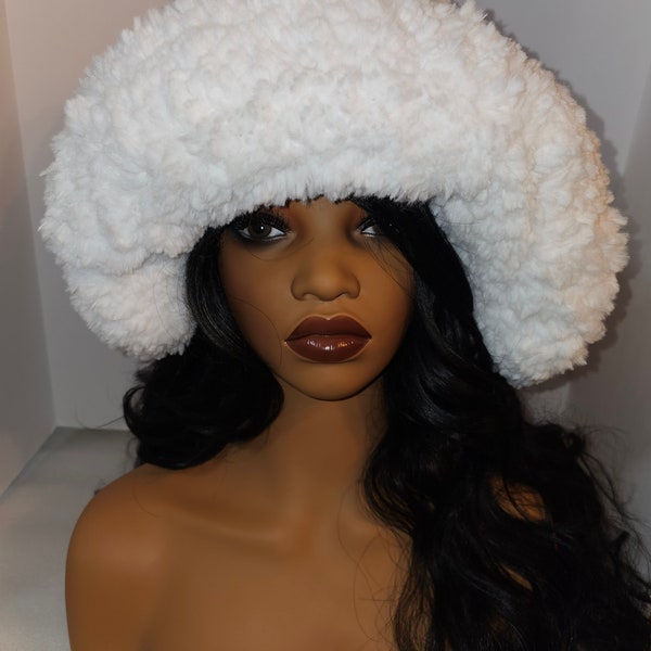 Snow Queen Splendor: Handcrafted White Oversized Statement Hat- A One-of-a Kind Luxury