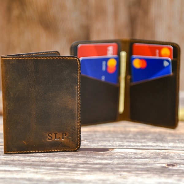 Minimalist Leather Wallet for Mens Wallet Men Leather Wallet Groomsmen gifts Personalized Wallet Full Grain Leather Minimalistic Wallet Slim