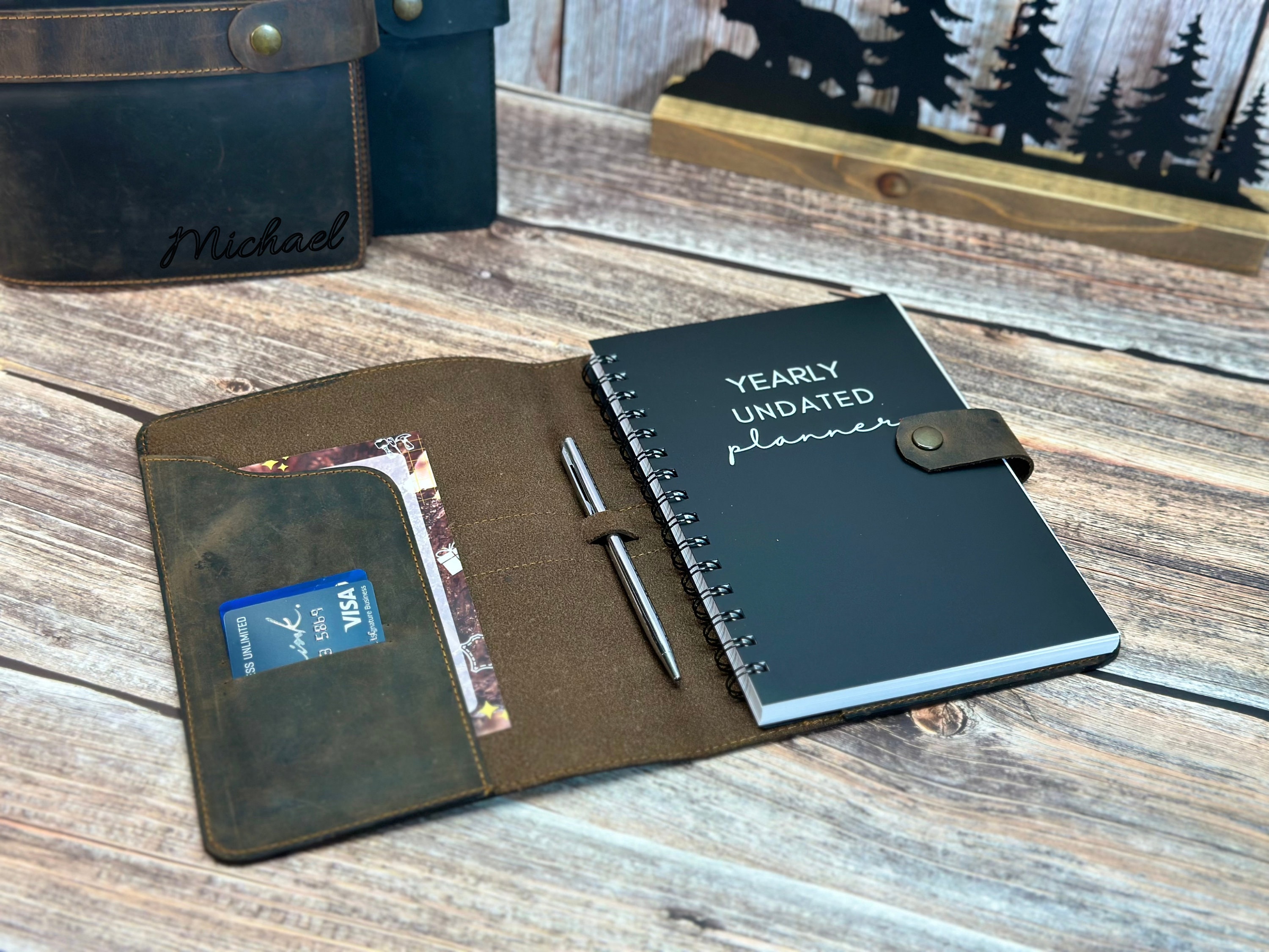 Personalized Leather Planner Undated A5 Daughter Leather Planner Cover