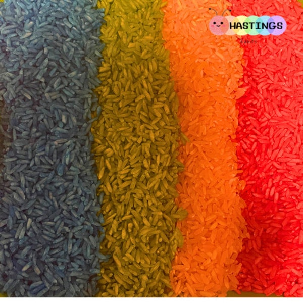 Colored rice for sensory bins, art, sensory bottles, etc.