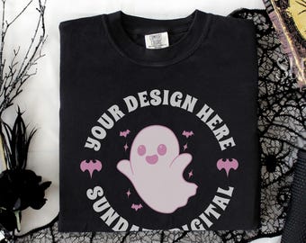 Black Comfort Colors 1717 Mockup Halloween, Halloween Shirt Mockup, C1717, Black T-shirt Mockup, Real Product, Fall October, CC1717 POD