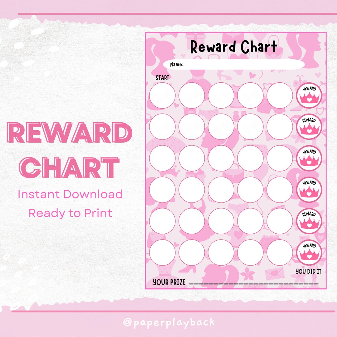 Barbie Reward Chart, Toddler Reward Chart, Reward Chart Printable, Kids ...