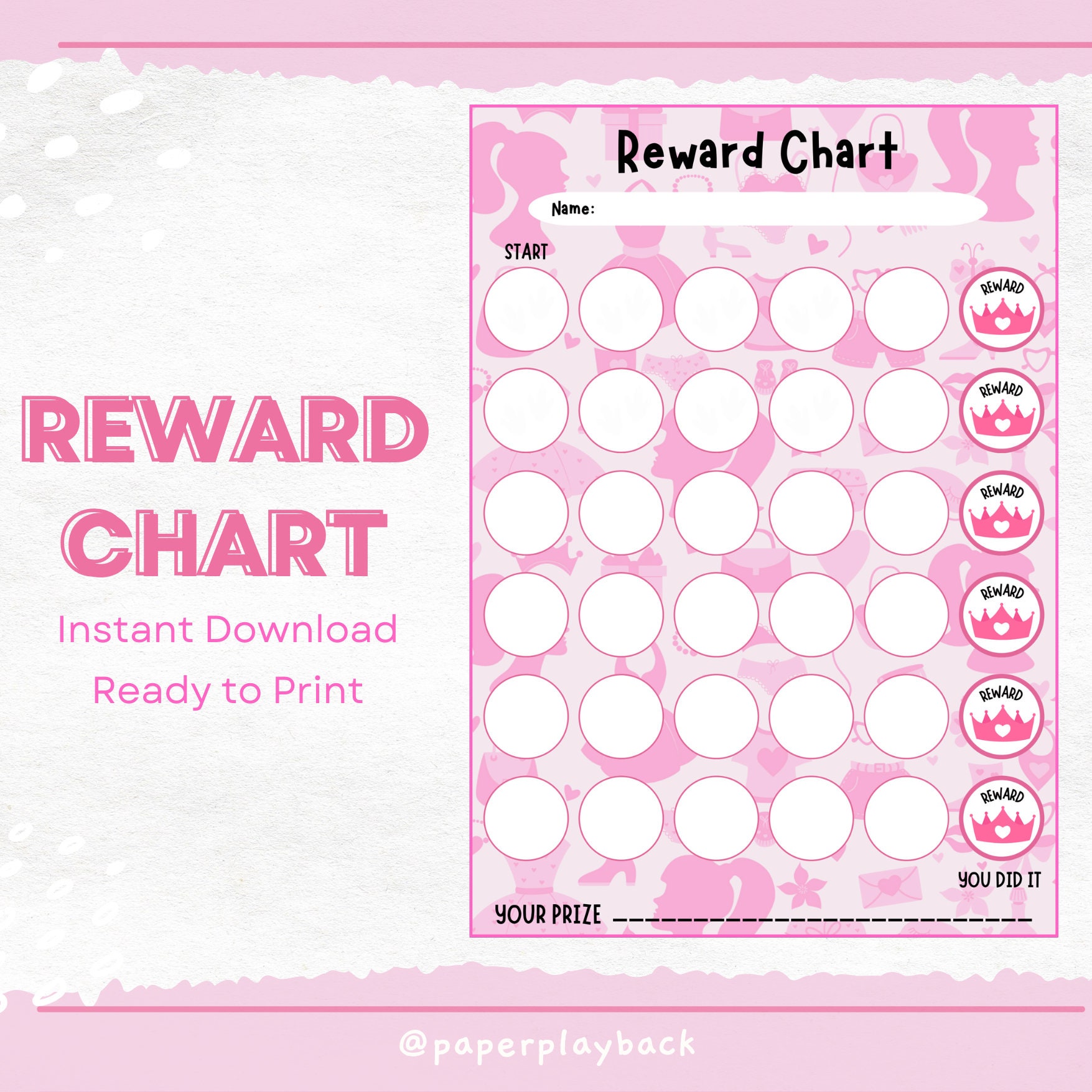 Barbie Reward Chart, Toddler Reward Chart, Reward Chart Printable, Kids ...