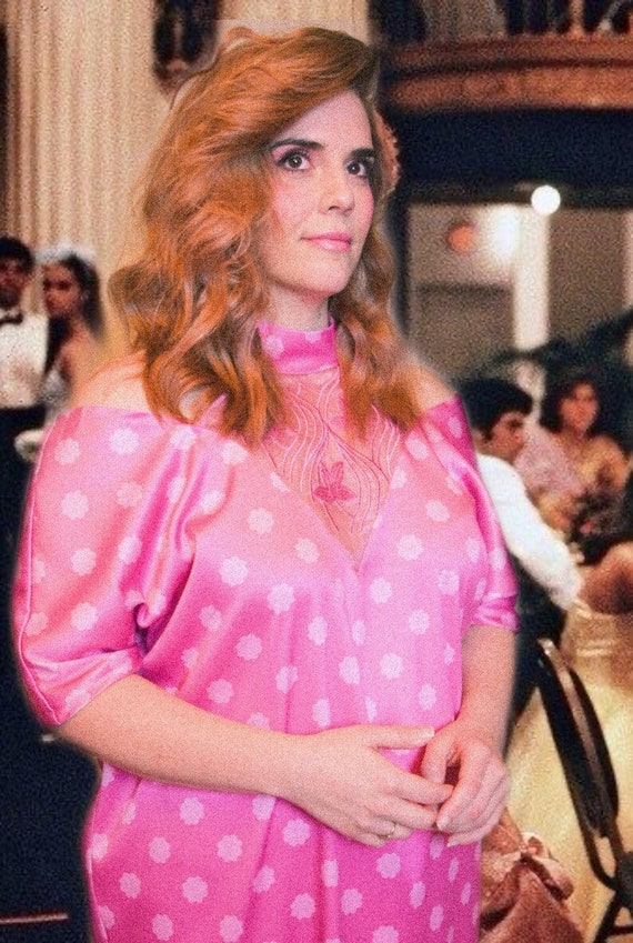 pretty in pink dress Replica of Dress, Cosplay Dress, Pretty in Pink, Andie's Dress, Moviе Dress, Cosplay Costume, 80's Dress, Pink Dotted Original Jade West christmas outfit filter-sleeve:Cap Sleeve stopping effect Color:Gold/Champagne