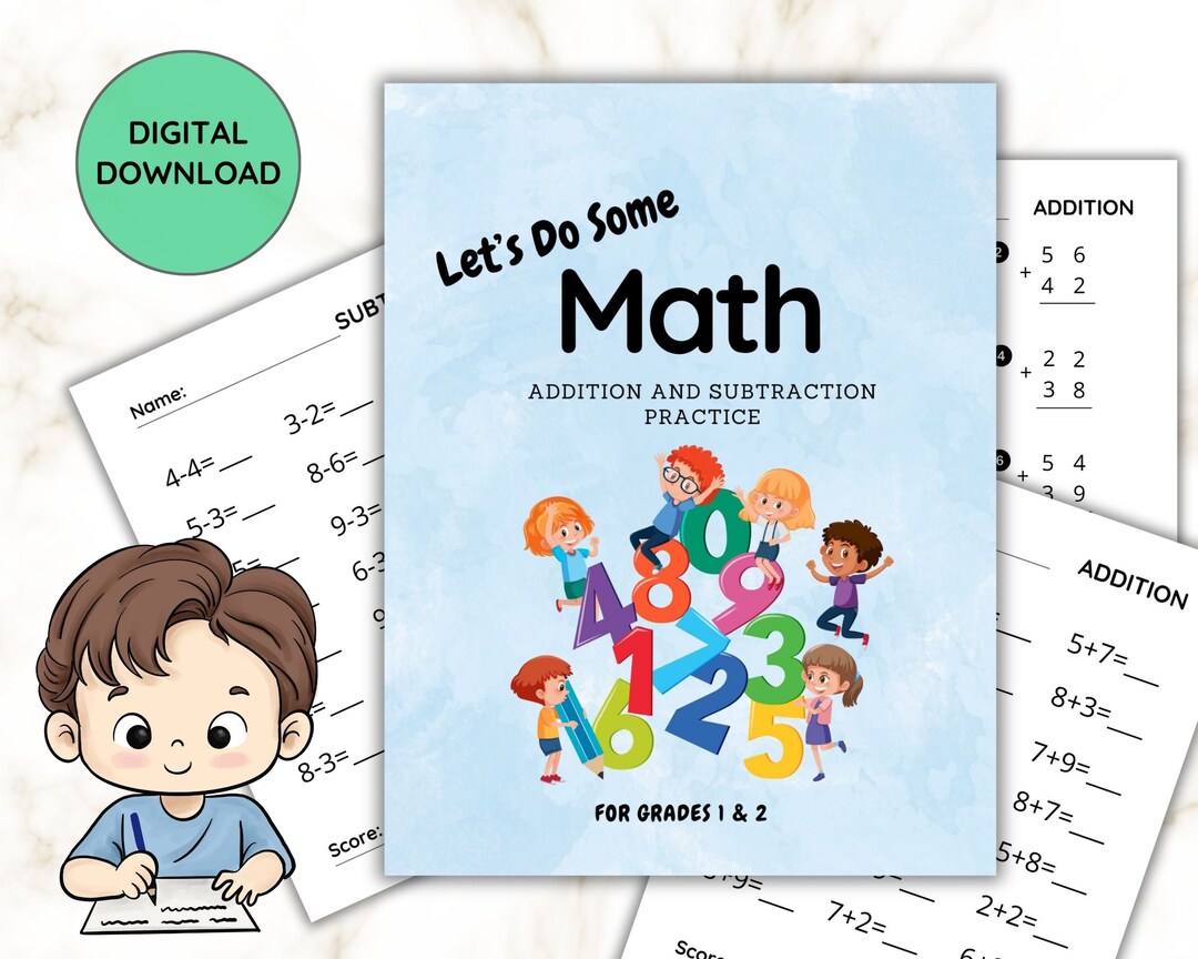 Printable Grade 1 Grade 2 Math Addition and Subtraction Practice ...