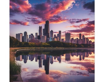 Chicago Skyline Canvas Print - Cityscape Elegance for Your Space, custom canvas, custom artwork, Chicago city, Chicago artwork