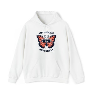 Moletom borboleta anti-social, moletom engraçado, moletom introvertido, camisa introvertida, deixe-me em paz