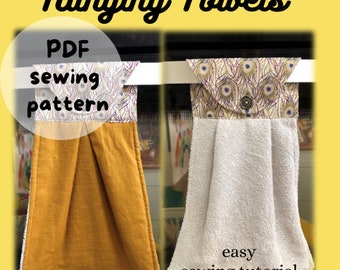 Hanging Towel pattern and Tutorial l PDF sewing pattern l Kitchen Sewing l Home sewing l Hanging Kitchen Towel pattern