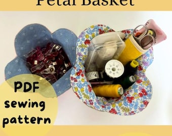 Fabric Basket sewing pattern l Flower Basket sewing pattern l Petal basket sewing pattern l  Fabric Tub pattern