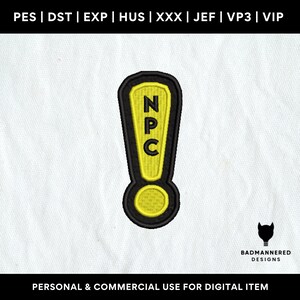 May include: A yellow and black exclamation point with the letters "NPC" inside. The image is for personal and commercial use for digital items.