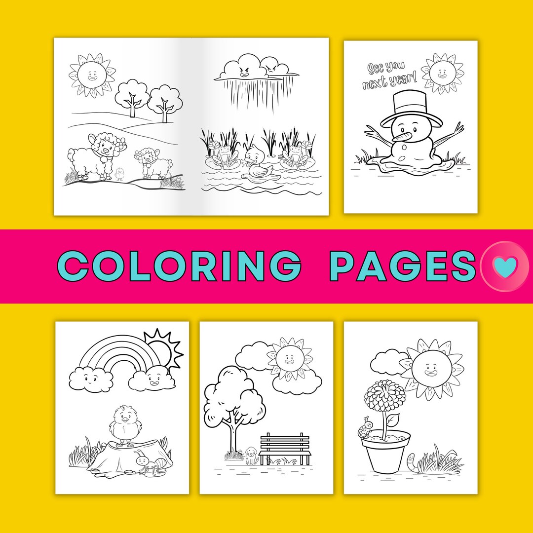 Kids Coloring Page for Spring Easter, Fun Cute Playful Printable Sheet ...