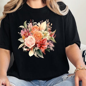 Floral Bouquet T-Shirt: Garment-Dyed Comfort Colors Tee