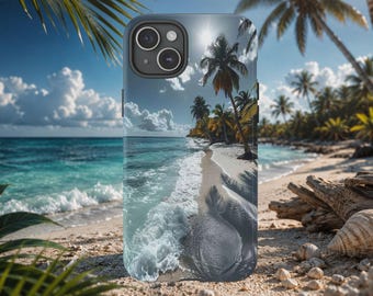 Tropical Beach Phone Case, Paradise iPhone Case, Ocean Wave Phone Cover, Palm Tree Coastal Case, Island Vacation Gift