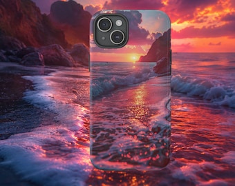 Beach Sunset Phone Case, Ocean iPhone Case, Coastal Phone Case, Tropical Sunset Cover, Scenic Nature Gift for Her