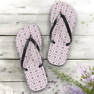 Flip Flops Bohemian Floral Flip Flops for Summer, Beach Sandals, Vacation Footwear, Summer Vibes, Poolside Comfort, Hippie Style