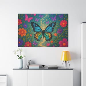Butterfly Canvas Wall Art: Colorful Floral Home Decor, Nature-Inspired