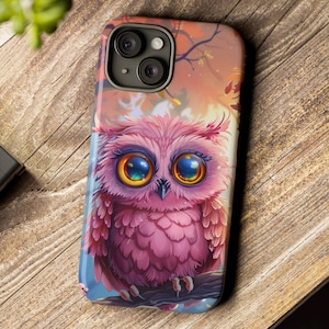 Pink Owl Phone Case: Protective iPhone & Galaxy Accessory