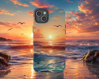 Ocean Sunset Phone Case, Beach Wave iPhone Case, Coastal Sunset Phone Cover, Tropical Ocean Case, Seascape Aesthetic, Summer Beach Gift