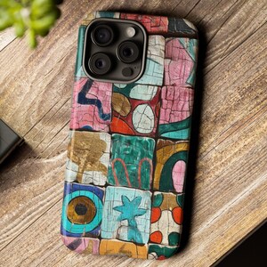 Abstract Collage Phone Case: Dual Layer Protection