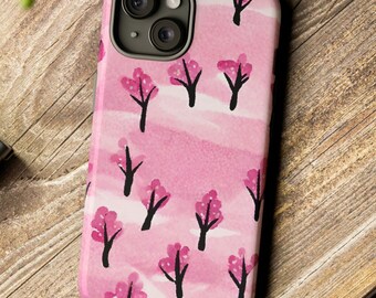 Tree Pink Case, Pink Case Boho Unique Trendy Galaxy Pixel IPhone