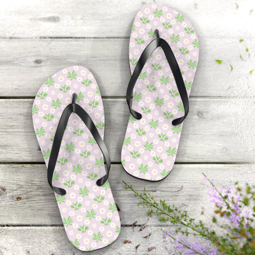 Floral Flip Flops: Polyester Suede Summer Sandals Gift For - Etsy
