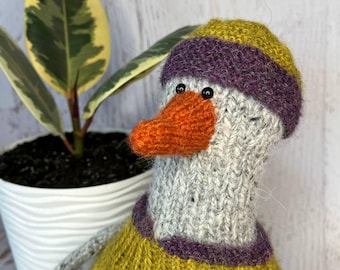 Jouet d'oie tricoté fait main, décoration de chambre d'enfant, peluche douce