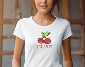 Cherry shirt, Stylish t-shirt, cherry lover apparel, Summer T-shirt, Perfect Chic gift for fashionable woman, Gift for her, farm fresh