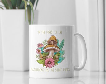 Mushroom Mug, Unique gift for nature lovers and coffee enthusiasts, Gift for coffee drinkers, mushroom lover gift, co-worker gift, 11 oz mug
