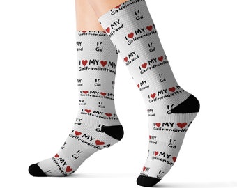 I Love My Girlfriend Socks, novelty socks, gag gift, Gift for Him, anniversary socks, birthday gift idea, couples socks,  his and hers gift
