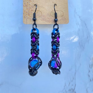 Byzantine captured bead Chainmail Earrings
