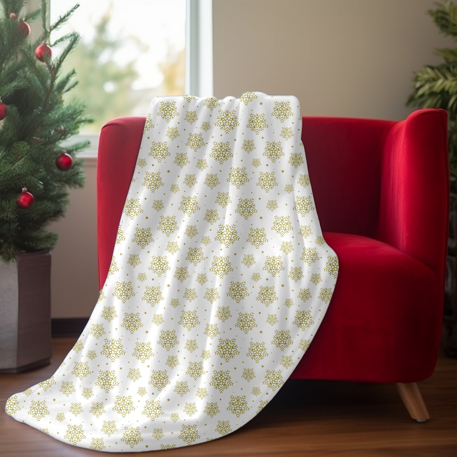 Snowflake Blanket, Gold Snowflake Blanket, Snowflake Throw, Living Room