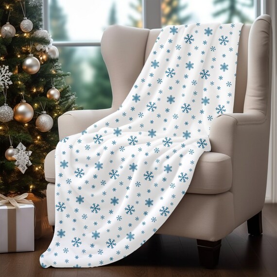 Snowflake Blanket Blue Winter Snowflake Blanket Blue Snowflake Minky Blanket Christmas Blanket Snowflake Christmas Throw Christmas Gift Etsy