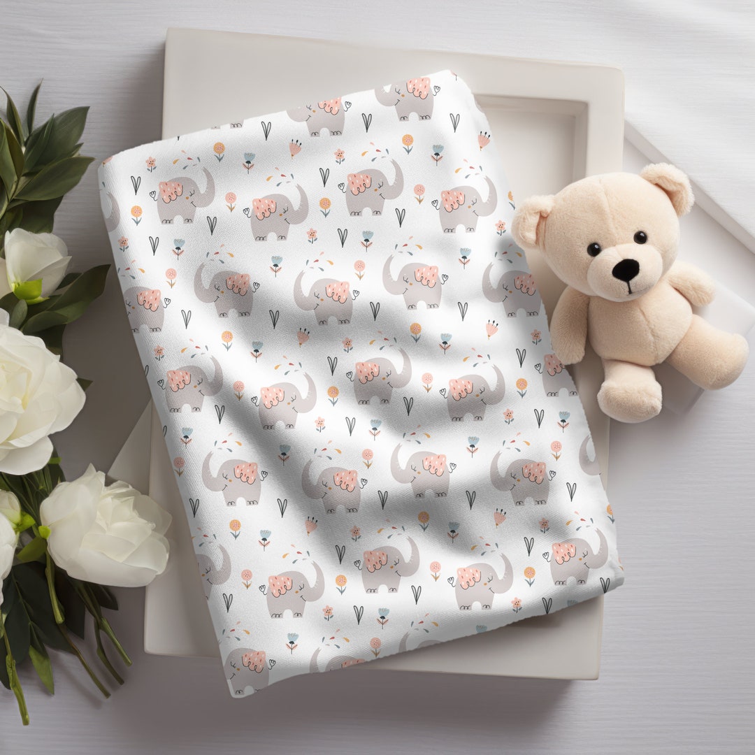 Baby Elephant Pattern Baby Blanket, Elephant Pattern, Baby Fleece