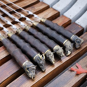 BBQ forged Skewers set with bronze decoration, Stainless steel skewers, Skewers for grill, Grill set, BBQ gift, BBQ set, Skewers for mangal